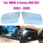 BMW 5 Series E60 E61 E63 E64 2003-2008 Side Blue Heated Wing Mirror Glass